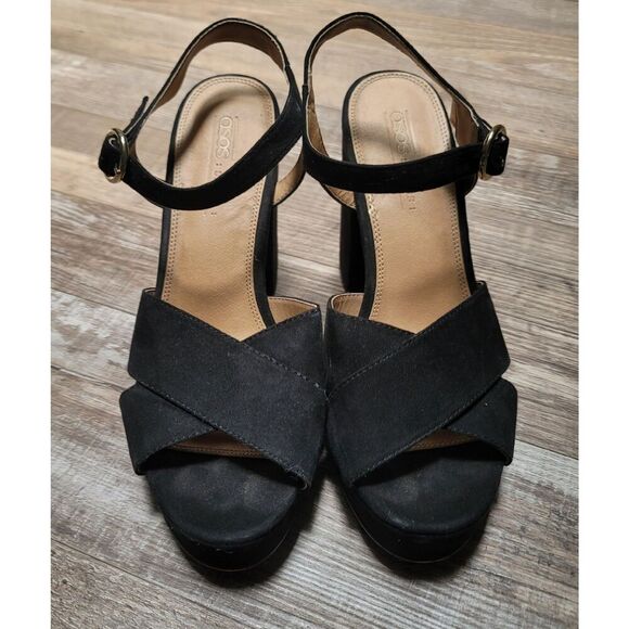 ASOS Womens 6 Black Suede Leather Ankle Strap Heel - Picture 3 of 8